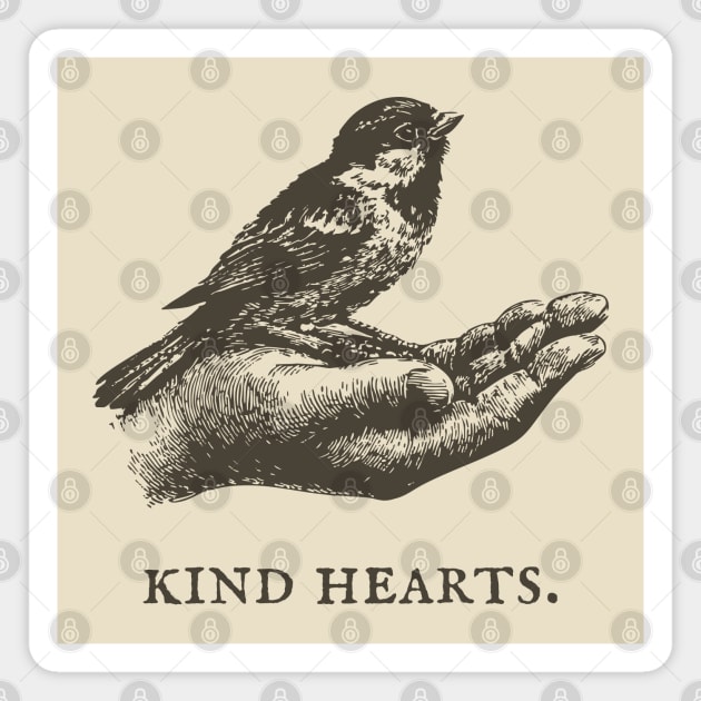 Kind Hearts Bird in Hand Illustration Magnet by TuncGK